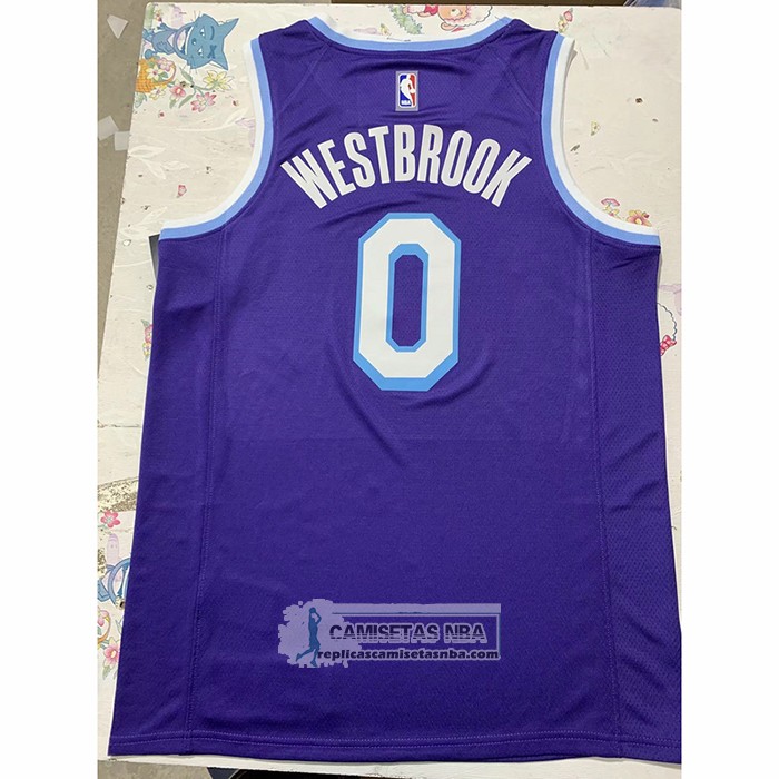 Camiseta Los Angeles Lakers Russell Westbrook NO 0 Ciudad 2021-22 Violeta